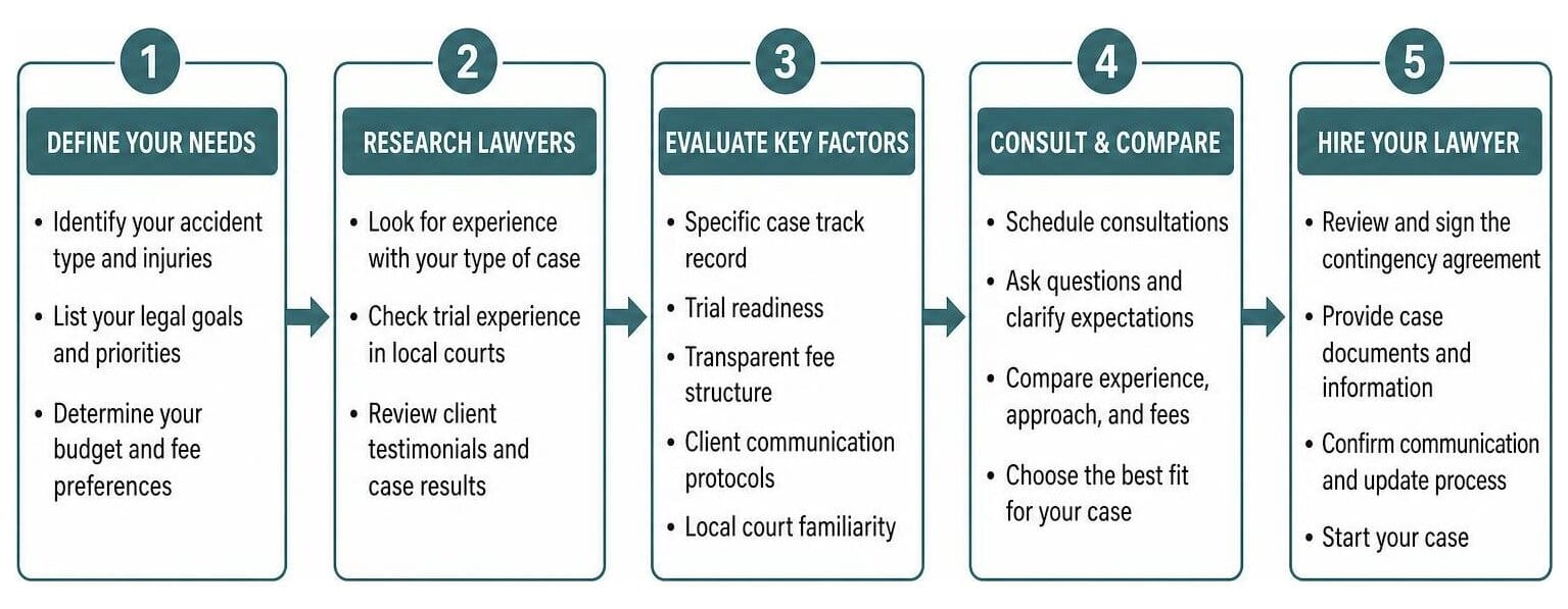 Process of evaluating and hiring an accident injury lawyer