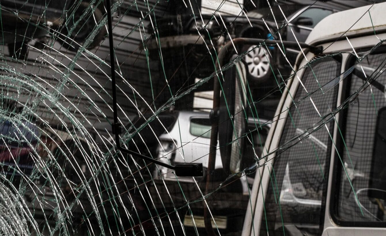 Multi-vehicle commercial crash aftermath