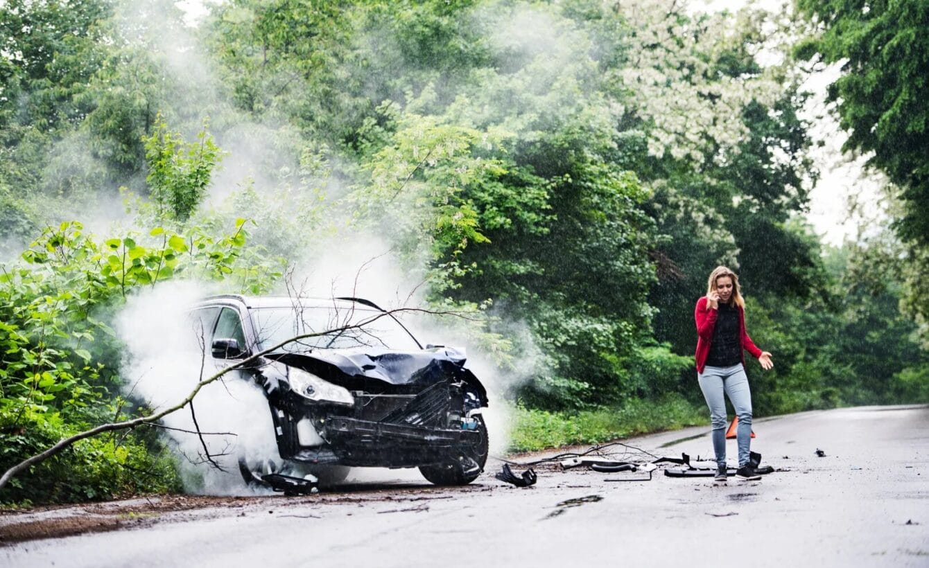 Car accident scene in Gretna Louisiana