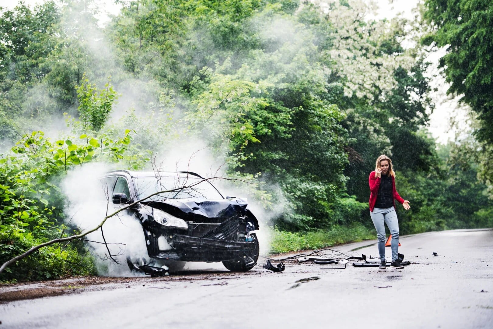 Car accident scene in Gretna Louisiana